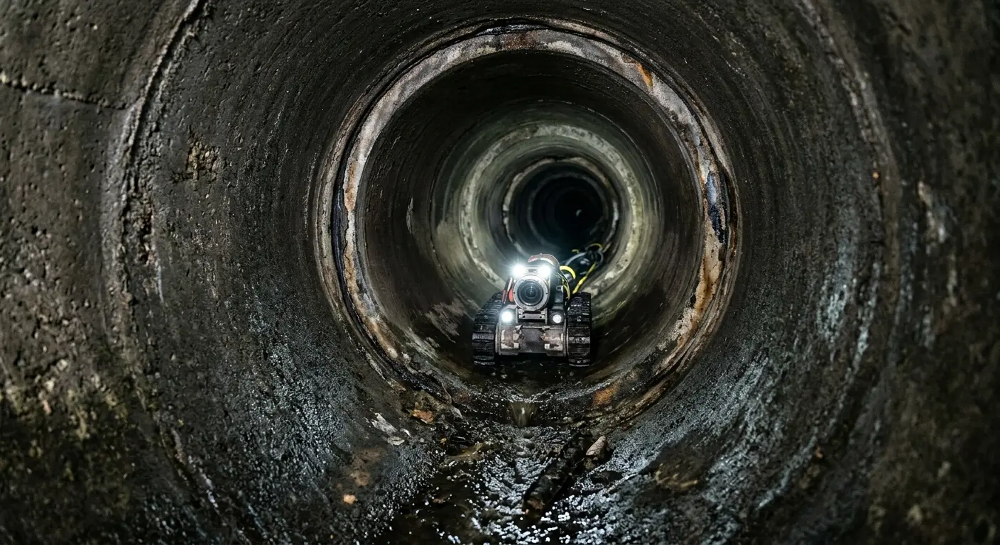 Robotic sewer camera inspecting pipe interior for Sewer Line Repair in Rahway